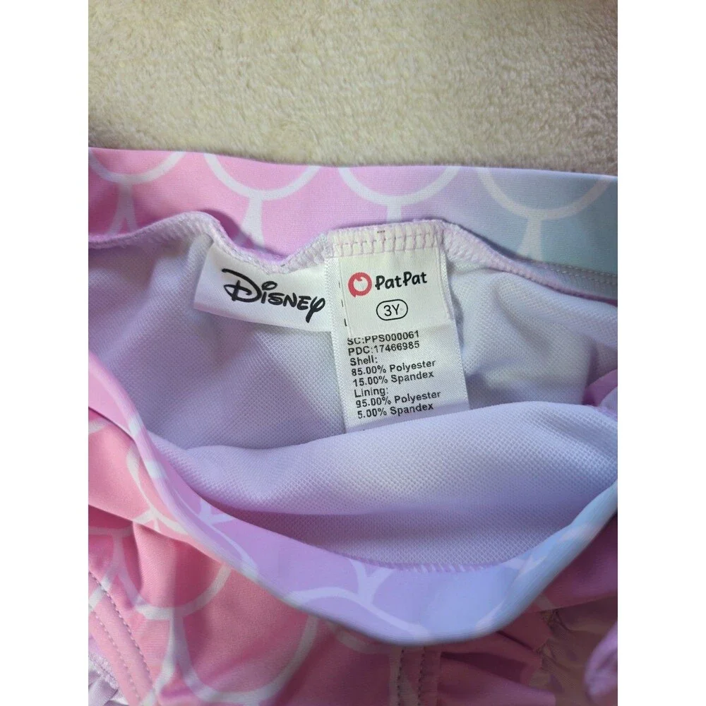 Patpat 3 Yrs Two Piece Bathing Suit Disney Mermaid Tank w/Bottoms Ruffle Purple